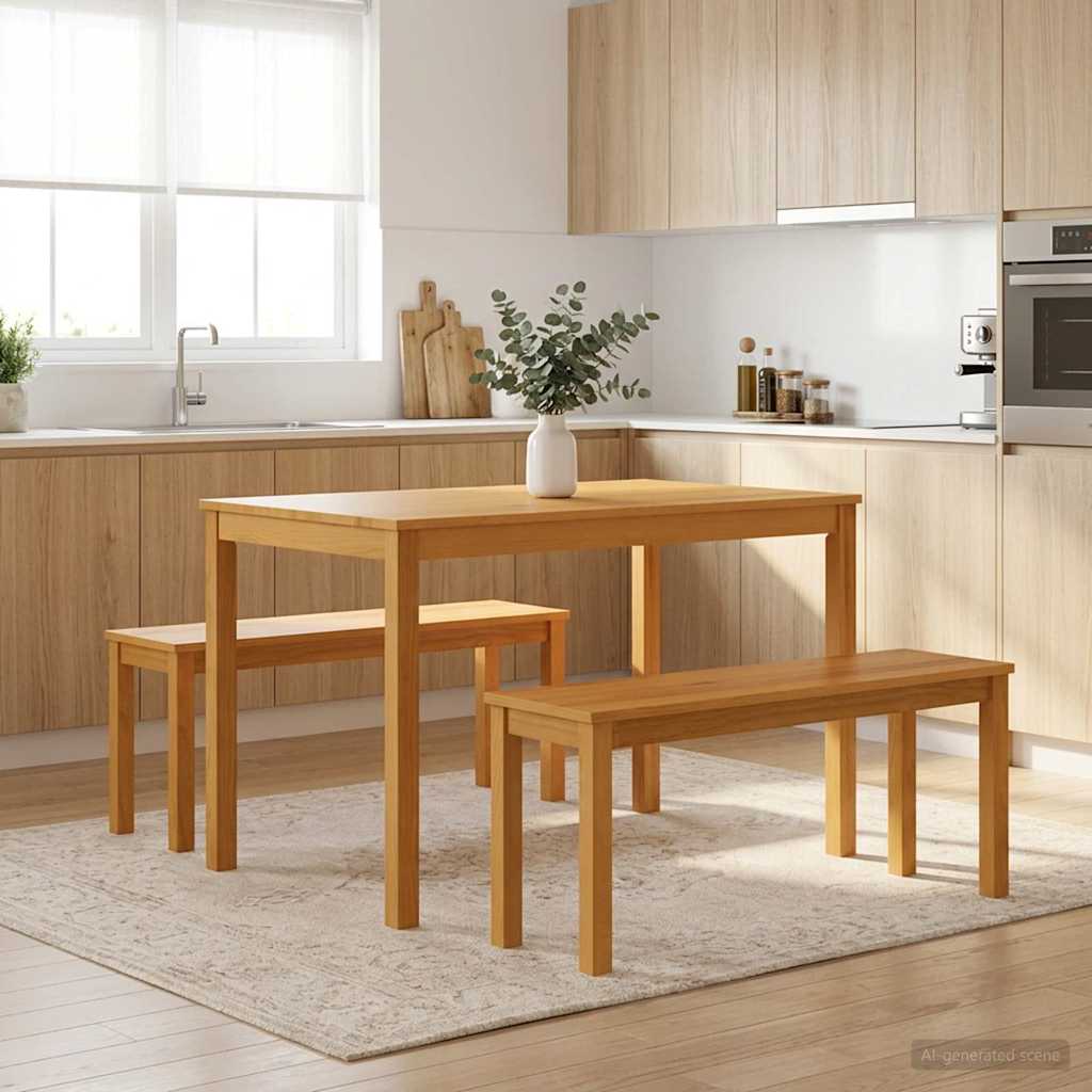 vidaXL Dining Bench 95 x 32 x 45 cm Solid Oak Wood Natural