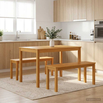 vidaXL Dining Bench 95 x 32 x 45 cm Solid Oak Wood Natural
