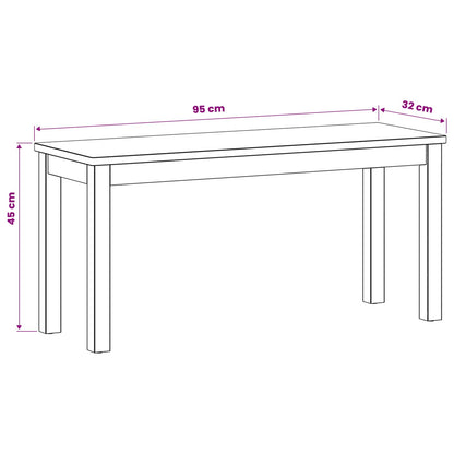 vidaXL Dining Bench 95 x 32 x 45 cm Solid Oak Wood Natural