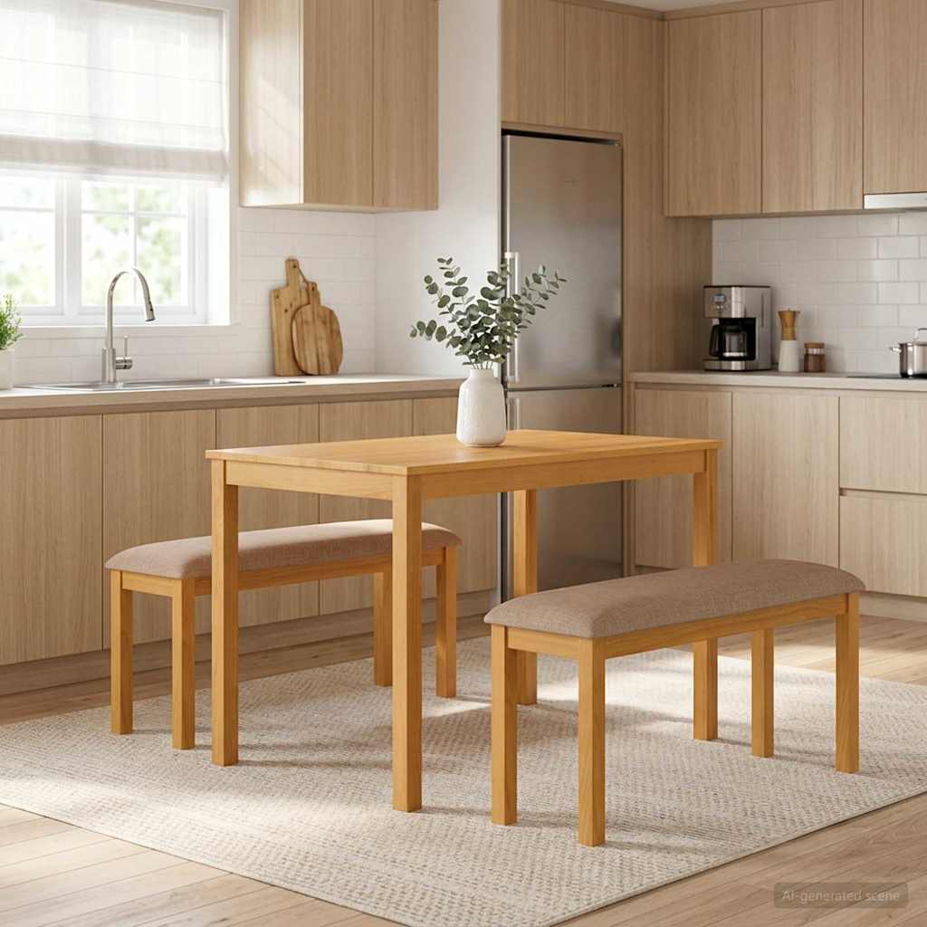 vidaXL Dining Bench 95 x 32 x 45 cm Solid Oak Wood Grey