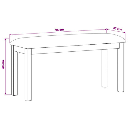 vidaXL Dining Bench 95 x 32 x 45 cm Solid Oak Wood Grey