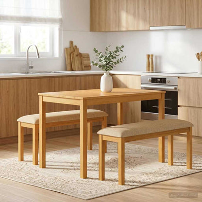vidaXL Dining Bench 95 x 32 x 45 cm Solid Oak Wood Beige
