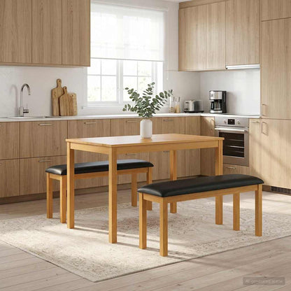 vidaXL Dining Bench 95 x 32 x 45 cm Solid Oak Wood Black