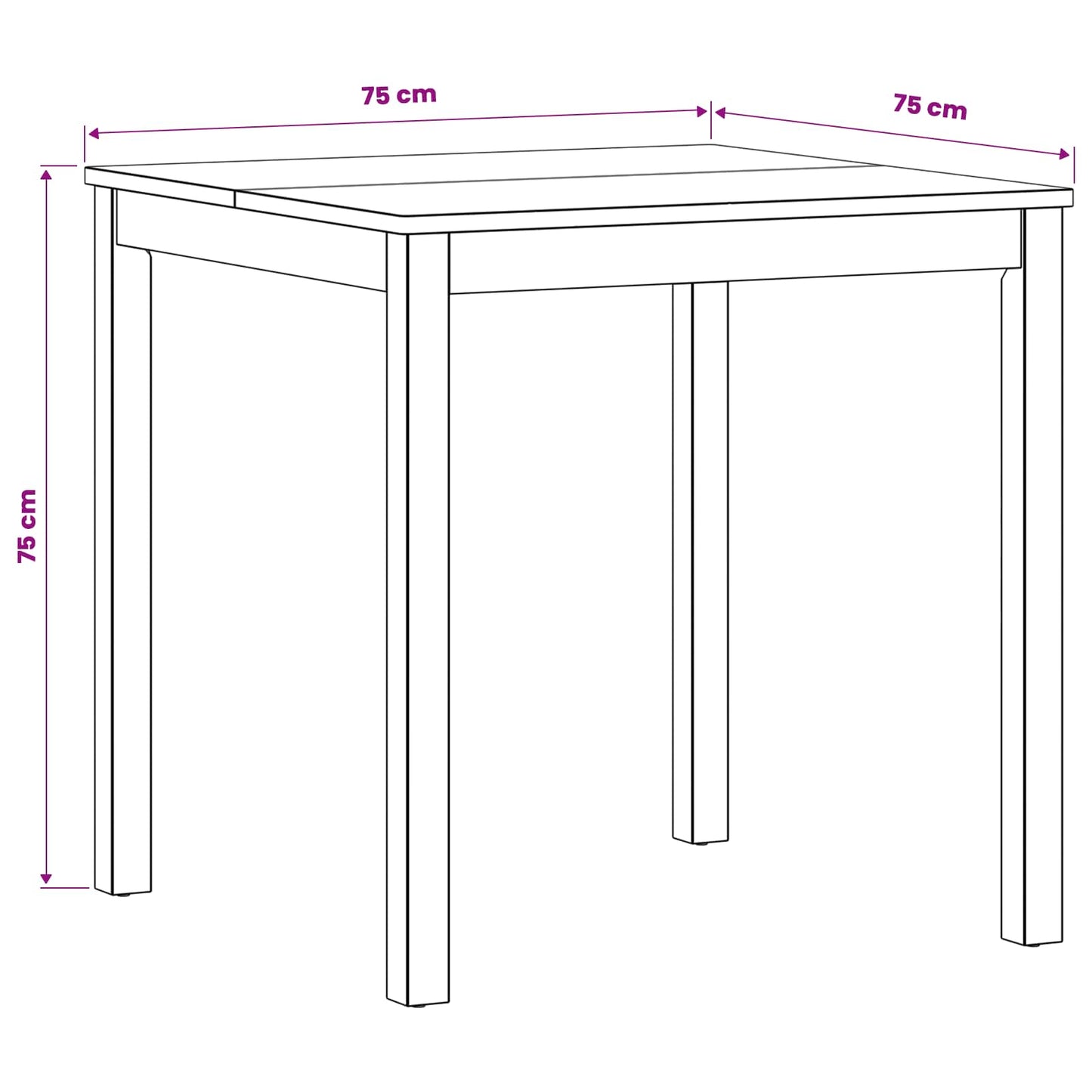 vidaXL Dining Table 75 x 75 x 75.5 cm Solid Oak Wood Natural Square