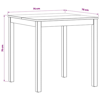 vidaXL Dining Table 75 x 75 x 75.5 cm Solid Oak Wood Natural Square