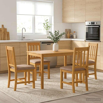 vidaXL Dining Table 110 x 75 x 75 cm Solid Oak Wood Natural