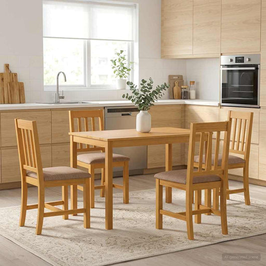 vidaXL Dining Table 110 x 75 x 75 cm Solid Oak Wood Natural