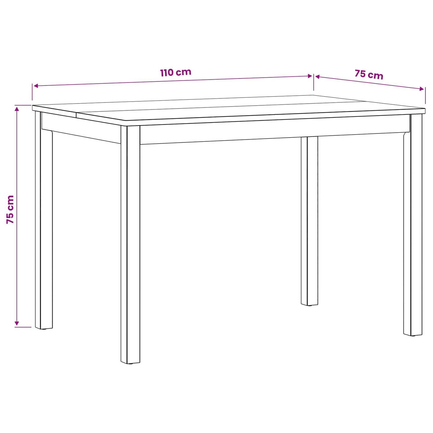 vidaXL Dining Table 110 x 75 x 75 cm Solid Oak Wood Natural