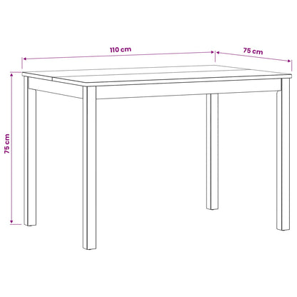 vidaXL Dining Table 110 x 75 x 75 cm Solid Oak Wood Natural