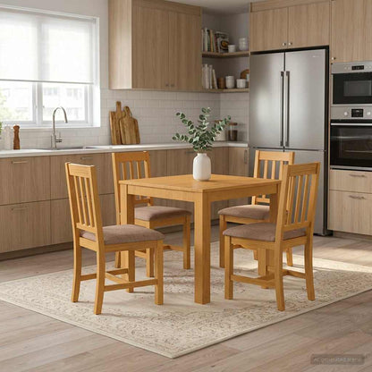 vidaXL Dining Table 90 x 90 x 75 cm Solid Oak Wood Natural Square