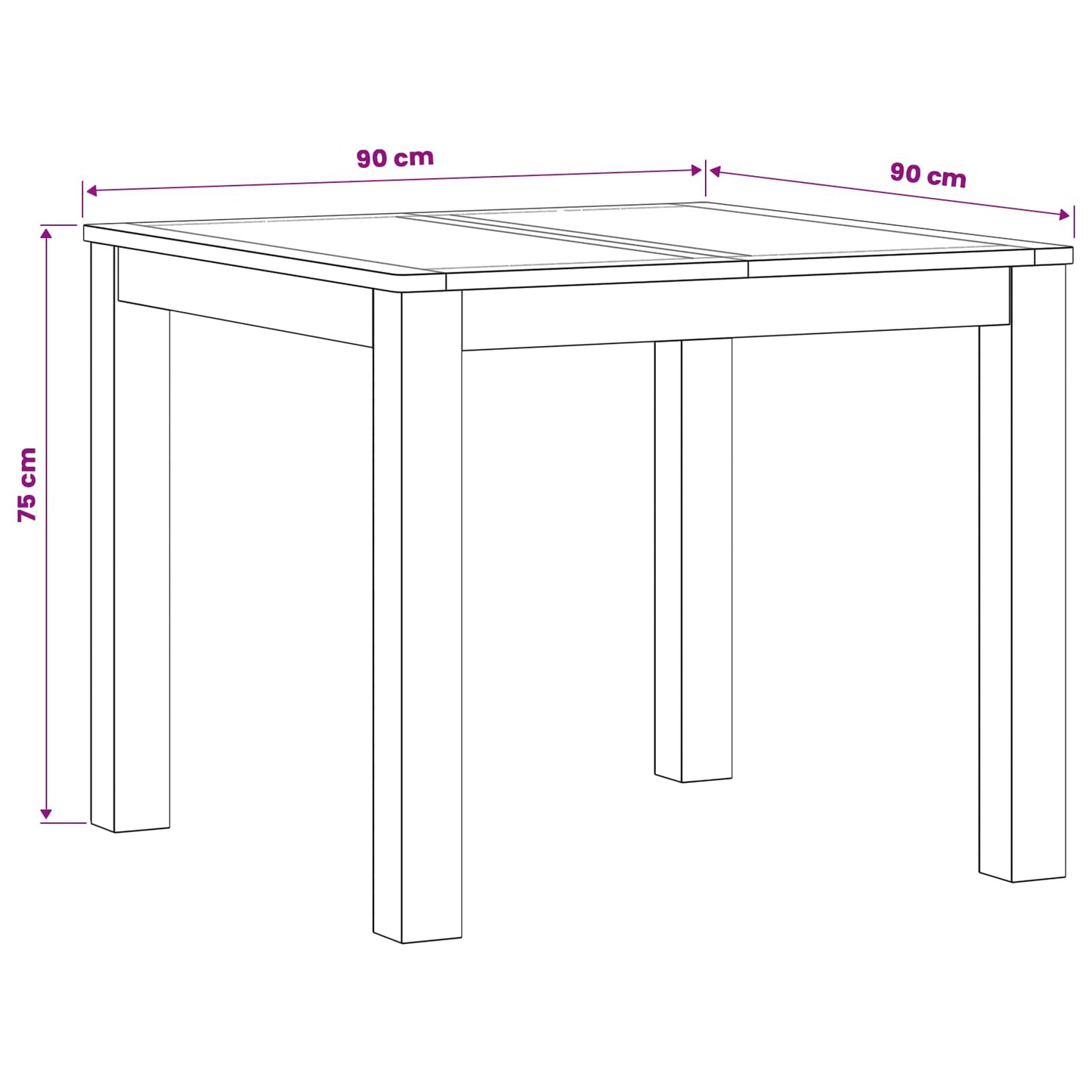 vidaXL Dining Table 90 x 90 x 75 cm Solid Oak Wood Natural Square