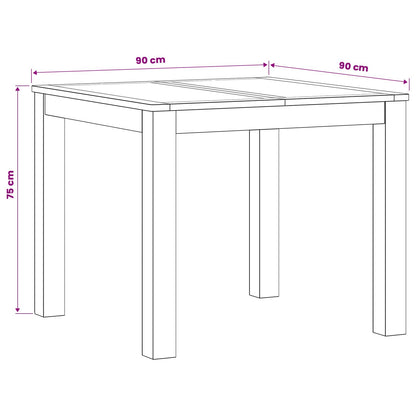 vidaXL Dining Table 90 x 90 x 75 cm Solid Oak Wood Natural Square