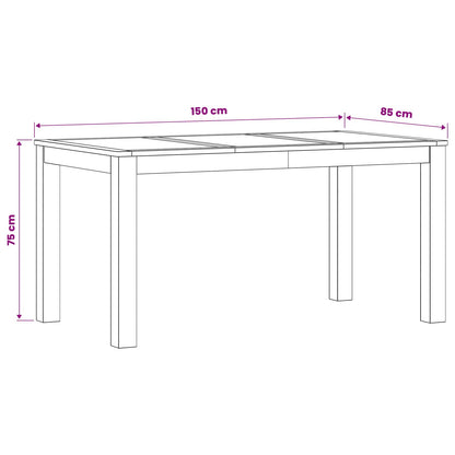 vidaXL Dining Table 150 x 85 x 75 cm Solid Oak Wood Natural
