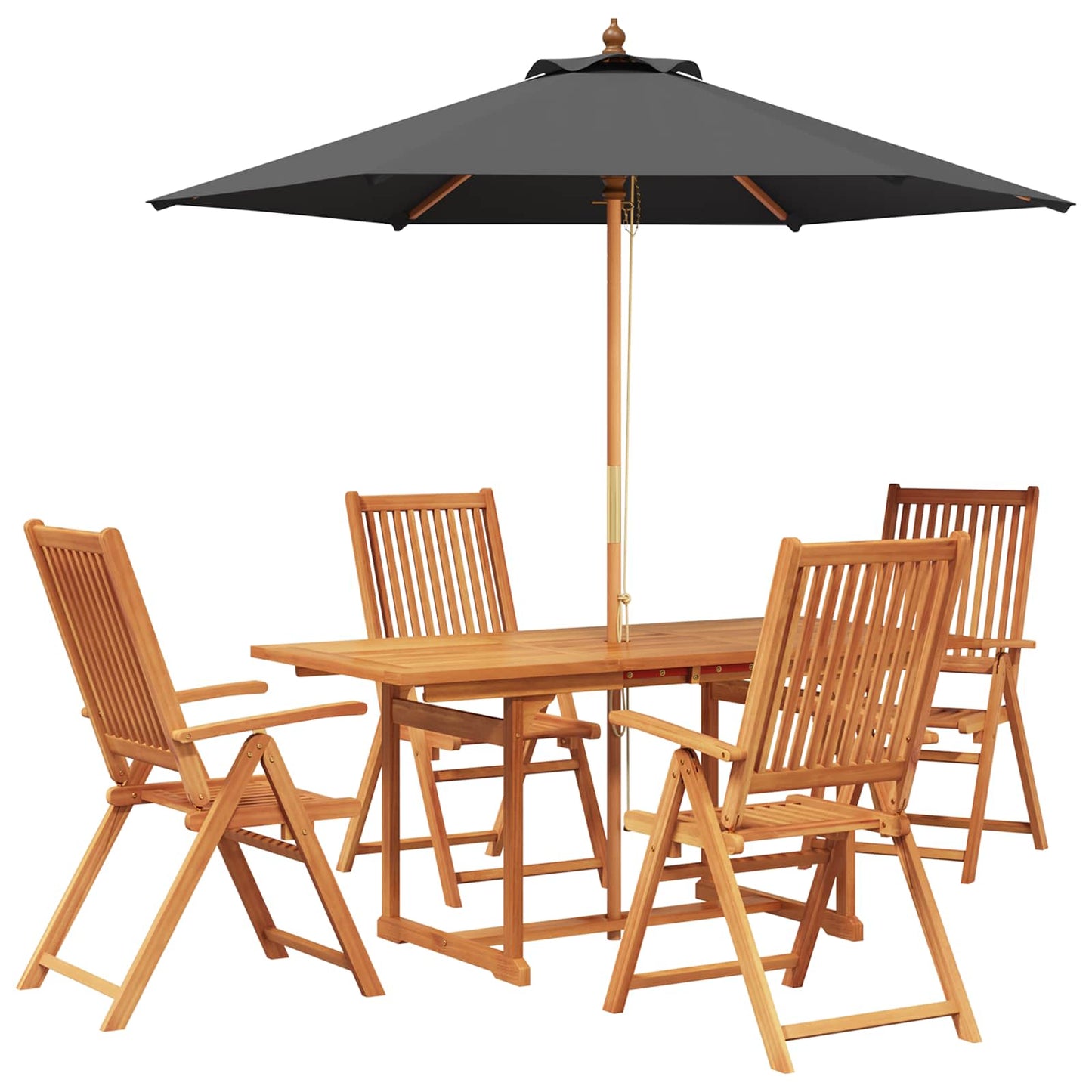 vidaXL Outdoor Dining Set with Parasol 6 pcs Anthracite and Natural