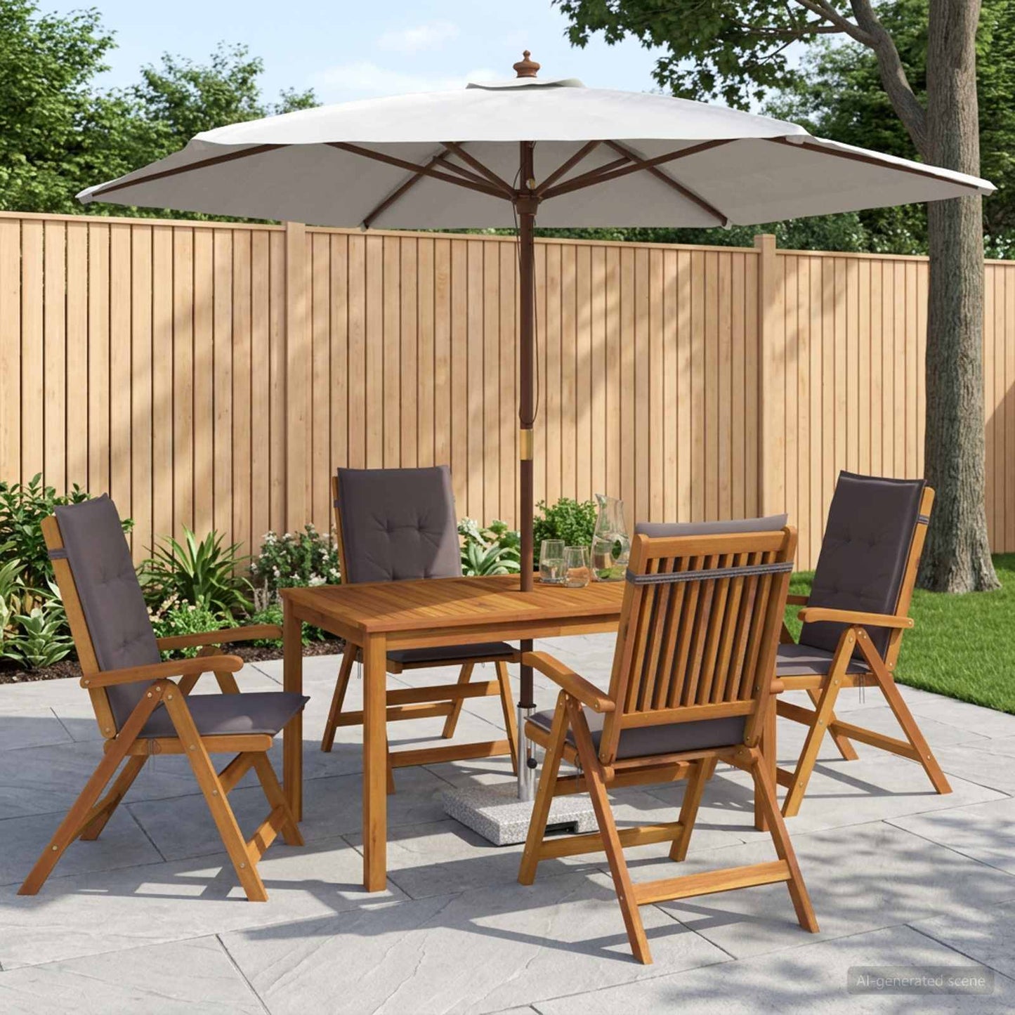 vidaXL Outdoor Dining Set with Parasol 6 pcs Anthracite