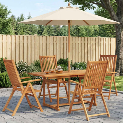 vidaXL Outdoor Dining Set with Parasol 6 pcs Cream White and Natural