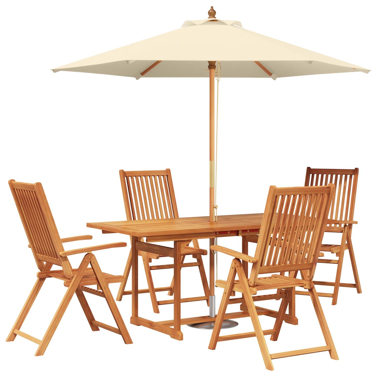 vidaXL Outdoor Dining Set with Parasol 6 pcs Cream White and Natural