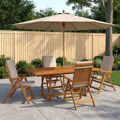 vidaXL Outdoor Dining Set with Parasol 6 pcs Cream White