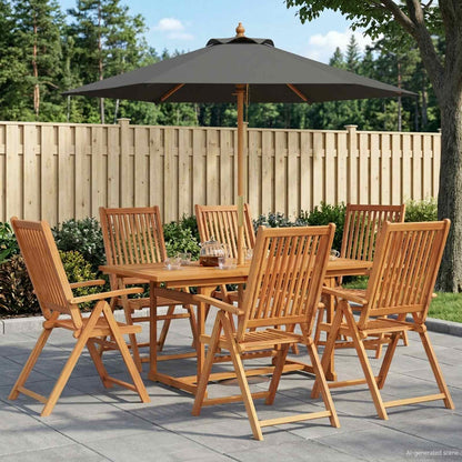 vidaXL Outdoor Dining Set with Parasol 8 pcs Anthracite and Natural