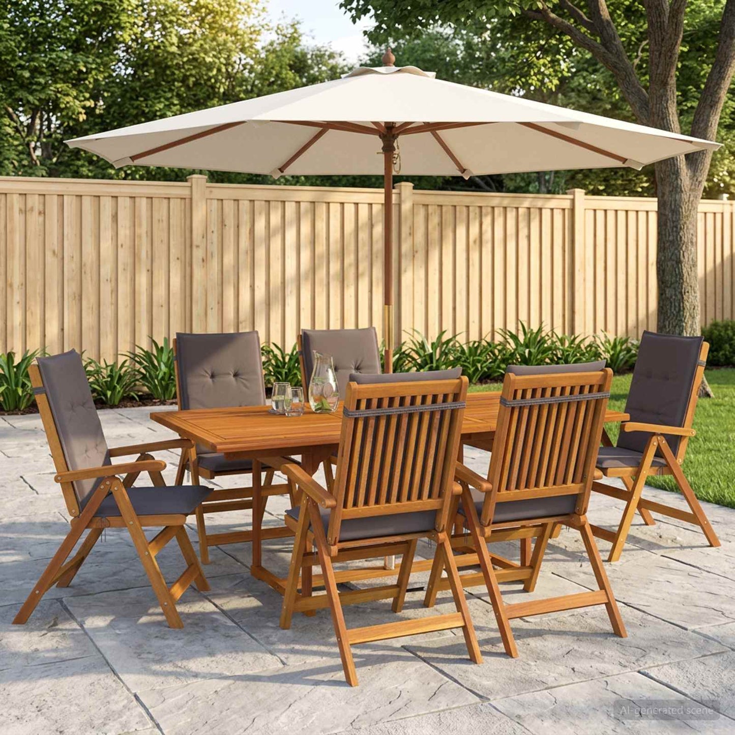 vidaXL Outdoor Dining Set with Parasol 8 pcs Anthracite