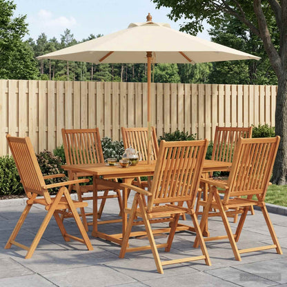 vidaXL Outdoor Dining Set with Parasol 8 pcs Cream White and Natural