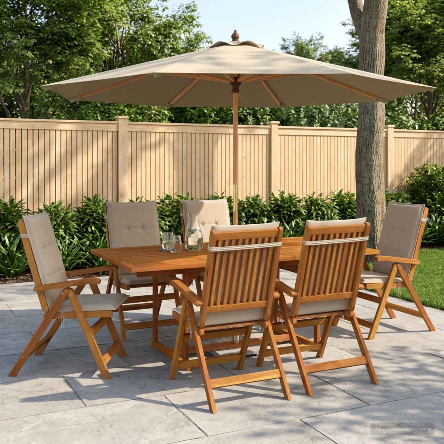 vidaXL Outdoor Dining Set with Parasol 8 pcs Cream White