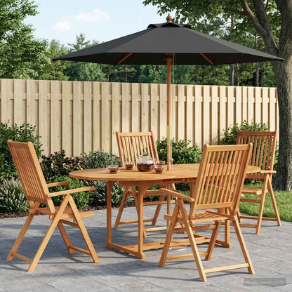 vidaXL Outdoor Dining Set with Parasol 6 pcs Anthracite and Natural