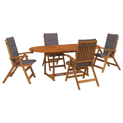vidaXL Outdoor Dining Set with Parasol 6 pcs Anthracite