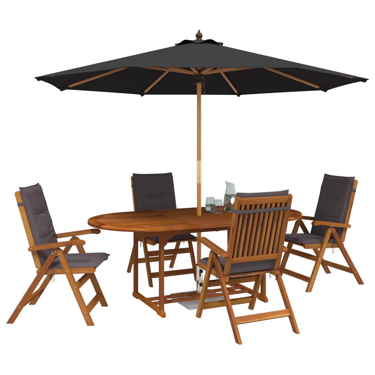 vidaXL Outdoor Dining Set with Parasol 6 pcs Anthracite