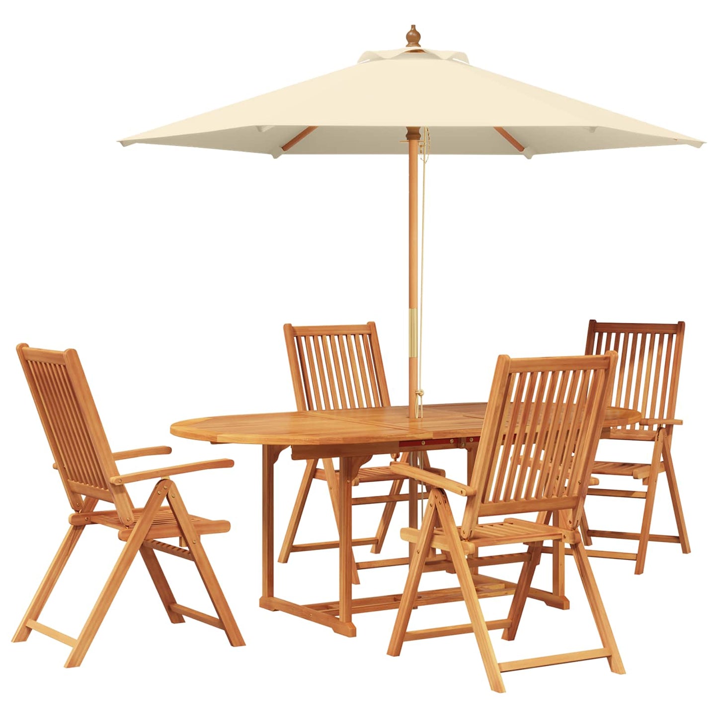 vidaXL Outdoor Dining Set with Parasol 6 pcs Cream White and Natural