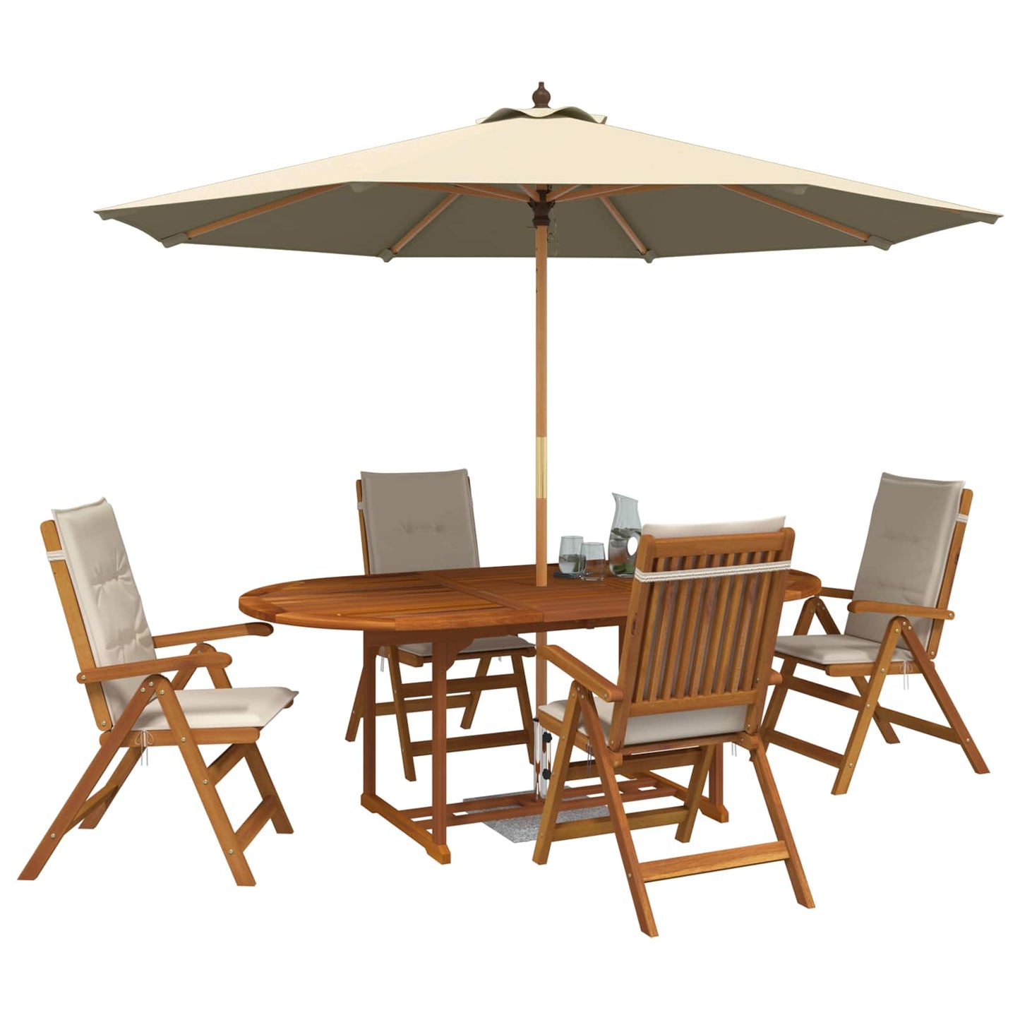 vidaXL Outdoor Dining Set with Parasol 6 pcs Cream White
