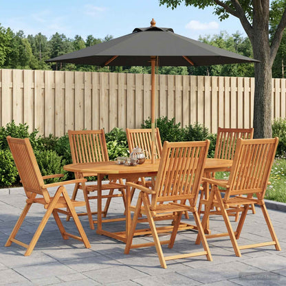 vidaXL Outdoor Dining Set with Parasol 8 pcs Anthracite and Natural
