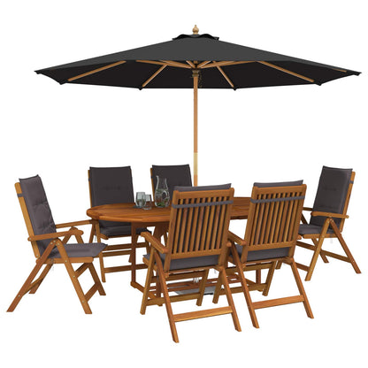 vidaXL Outdoor Dining Set with Parasol 8 pcs Anthracite