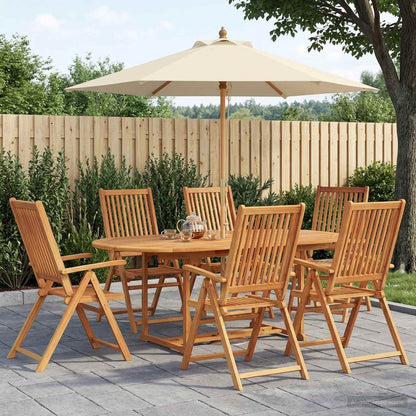 vidaXL Outdoor Dining Set with Parasol 8 pcs Cream White and Natural