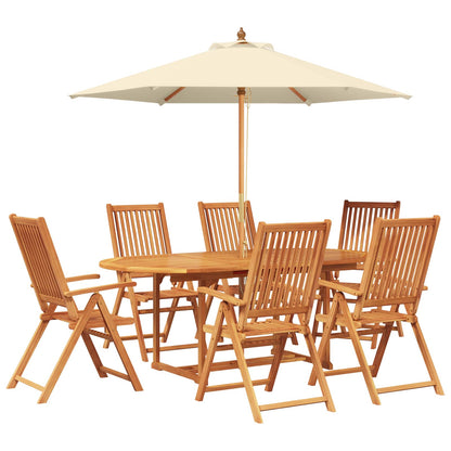 vidaXL Outdoor Dining Set with Parasol 8 pcs Cream White and Natural