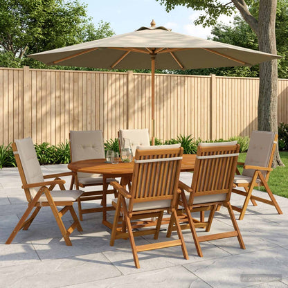 vidaXL Outdoor Dining Set with Parasol 8 pcs Cream White