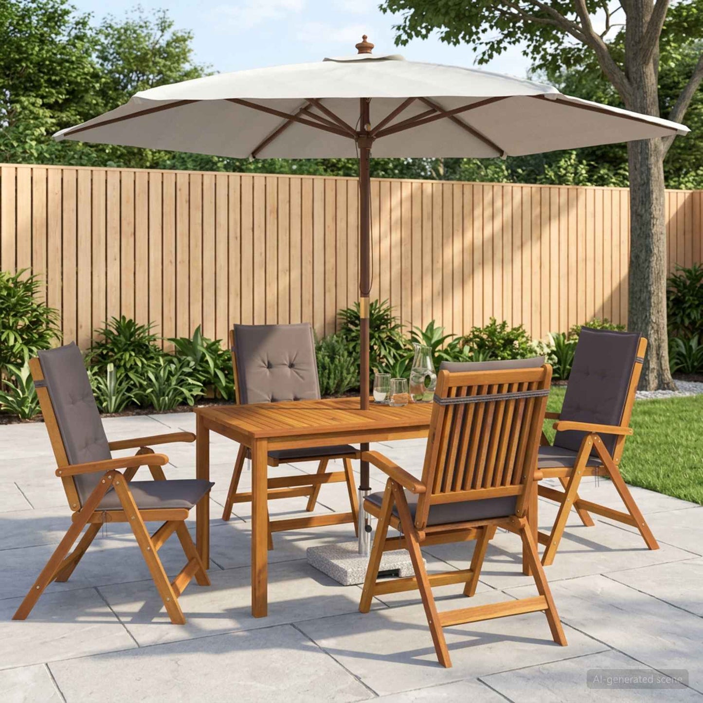 vidaXL Outdoor Dining Set with Parasol 6 pcs Anthracite