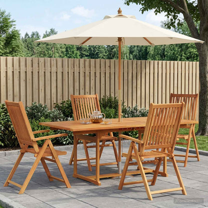 vidaXL Outdoor Dining Set with Parasol 6 pcs Cream White and Natural