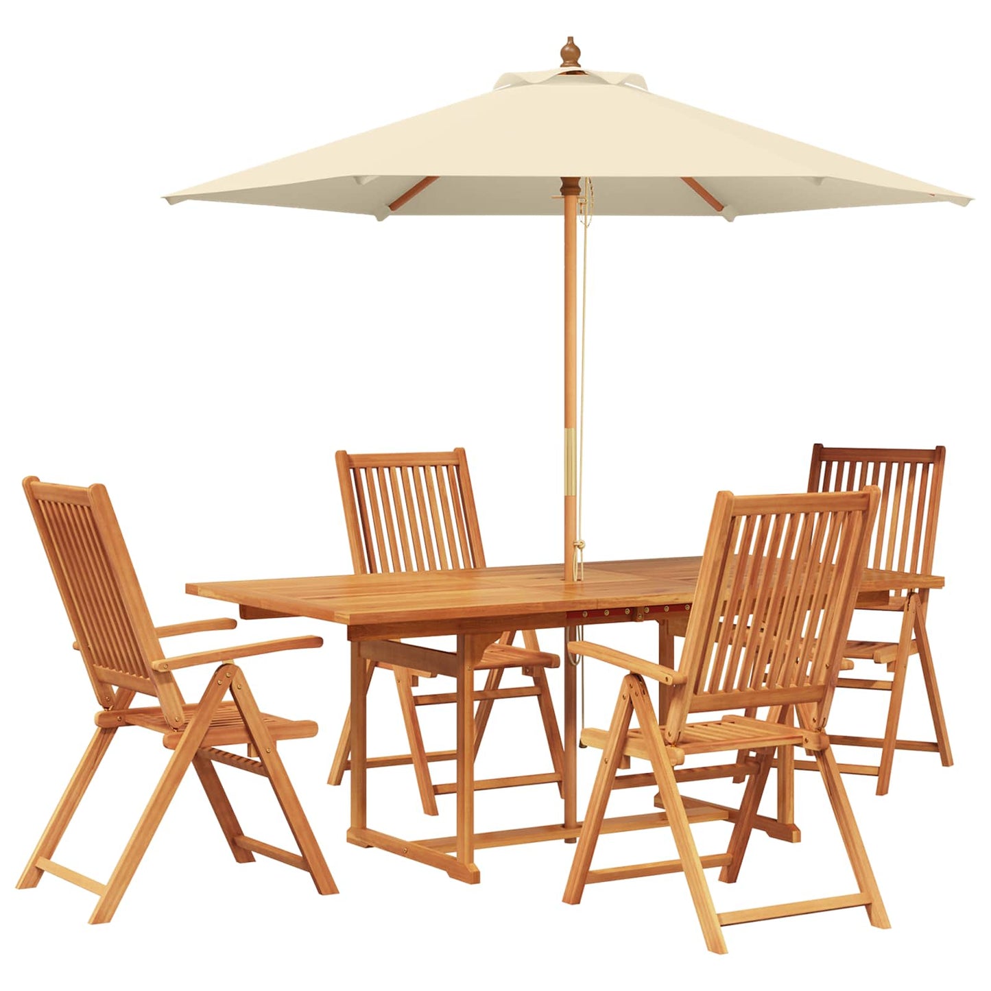 vidaXL Outdoor Dining Set with Parasol 6 pcs Cream White and Natural