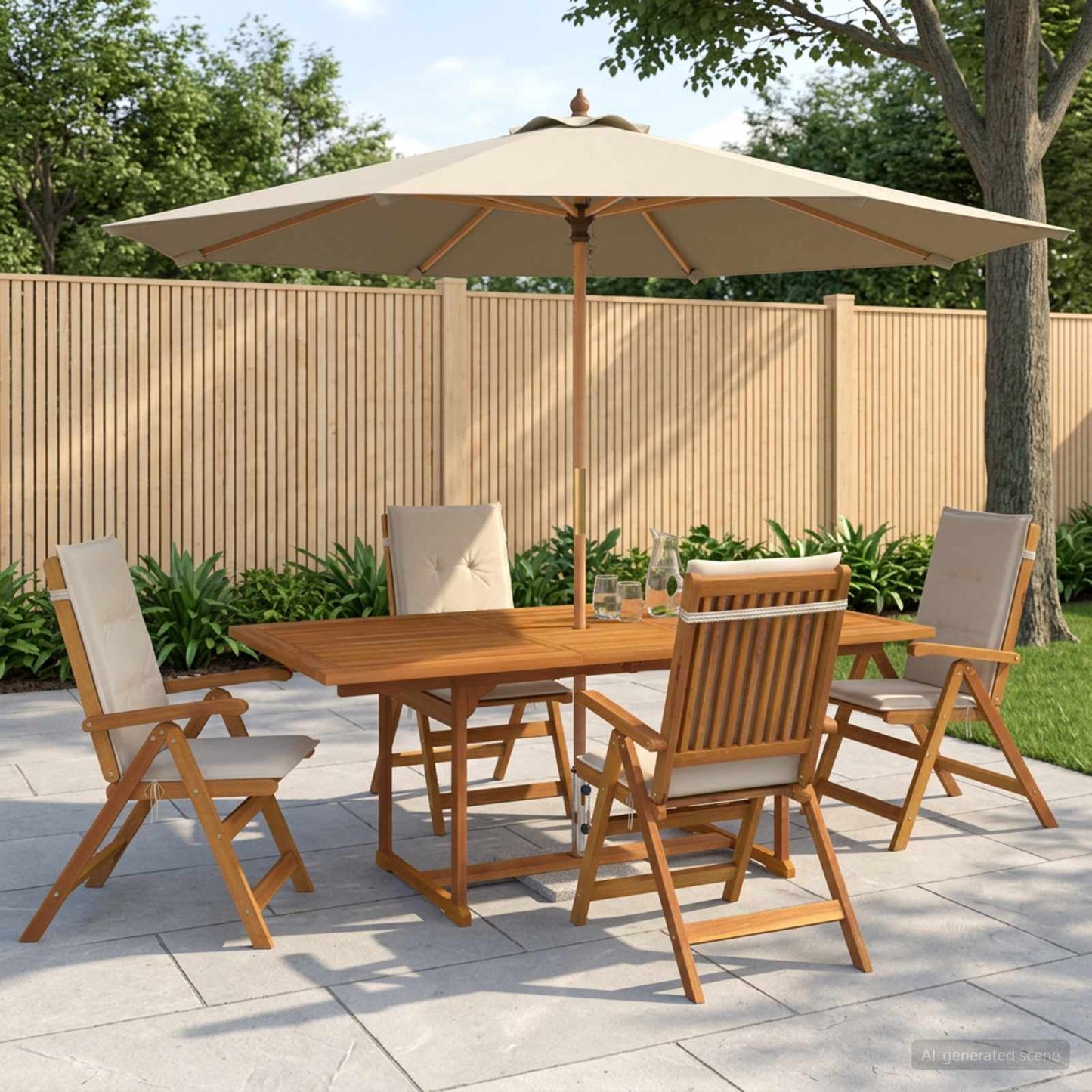 vidaXL Outdoor Dining Set with Parasol 6 pcs Cream White