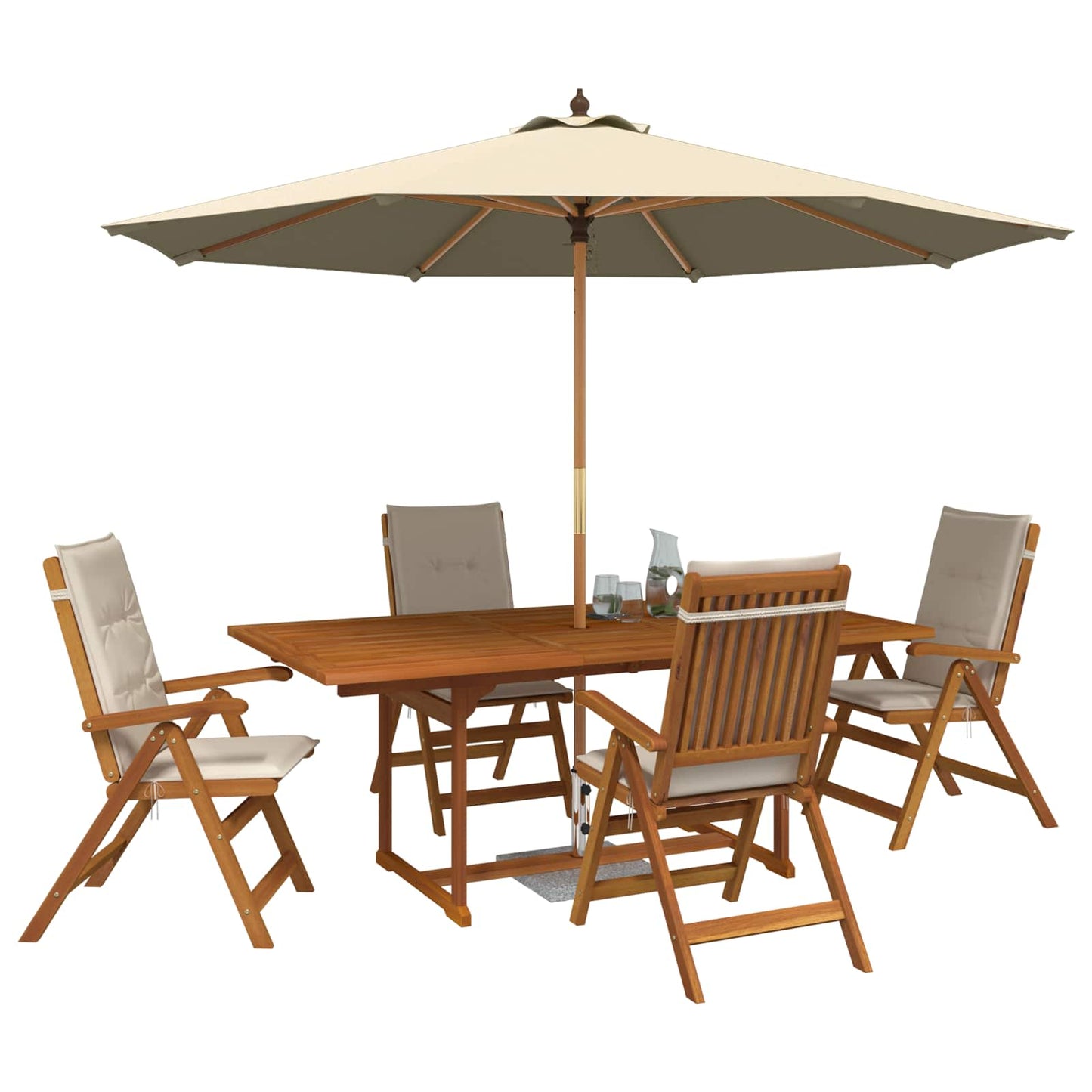 vidaXL Outdoor Dining Set with Parasol 6 pcs Cream White