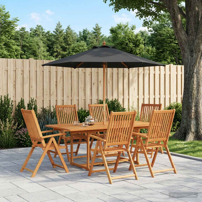 vidaXL Outdoor Dining Set with Parasol 8 pcs Anthracite and Natural