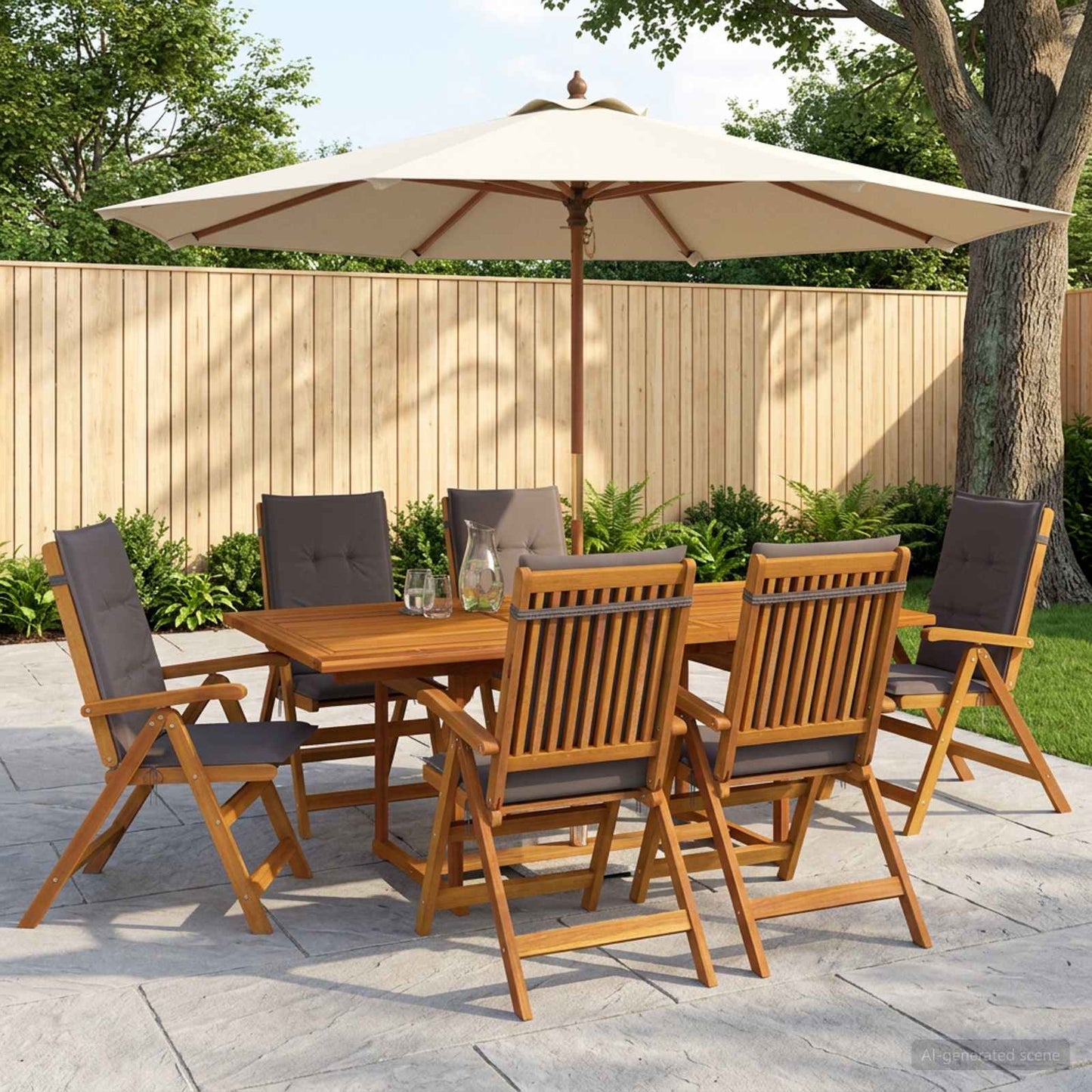 vidaXL Outdoor Dining Set with Parasol 8 pcs Anthracite