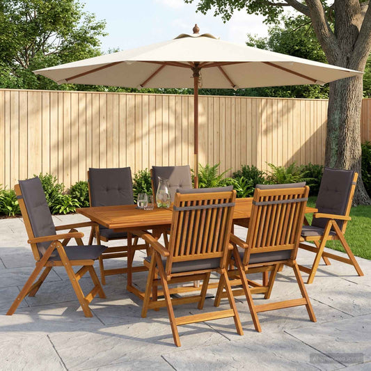 vidaXL Outdoor Dining Set with Parasol 8 pcs 6-Seaters Anthracite