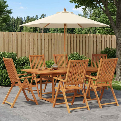 vidaXL Outdoor Dining Set with Parasol 8 pcs Cream White and Natural