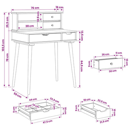 vidaXL Dressing Table Set FAUSKE 2 pcs White 76 x 50 x 103.5 cm