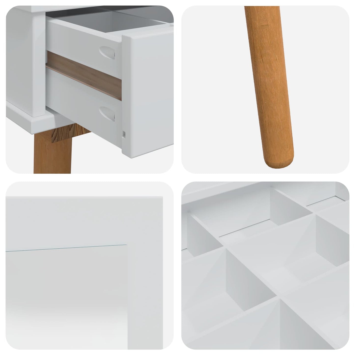 vidaXL Dressing Table Set FAUSKE 2 pcs White 76 x 50 x 143 cm