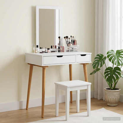 vidaXL Dressing Table Set FAUSKE 2 pcs White 76 x 50 x 143 cm