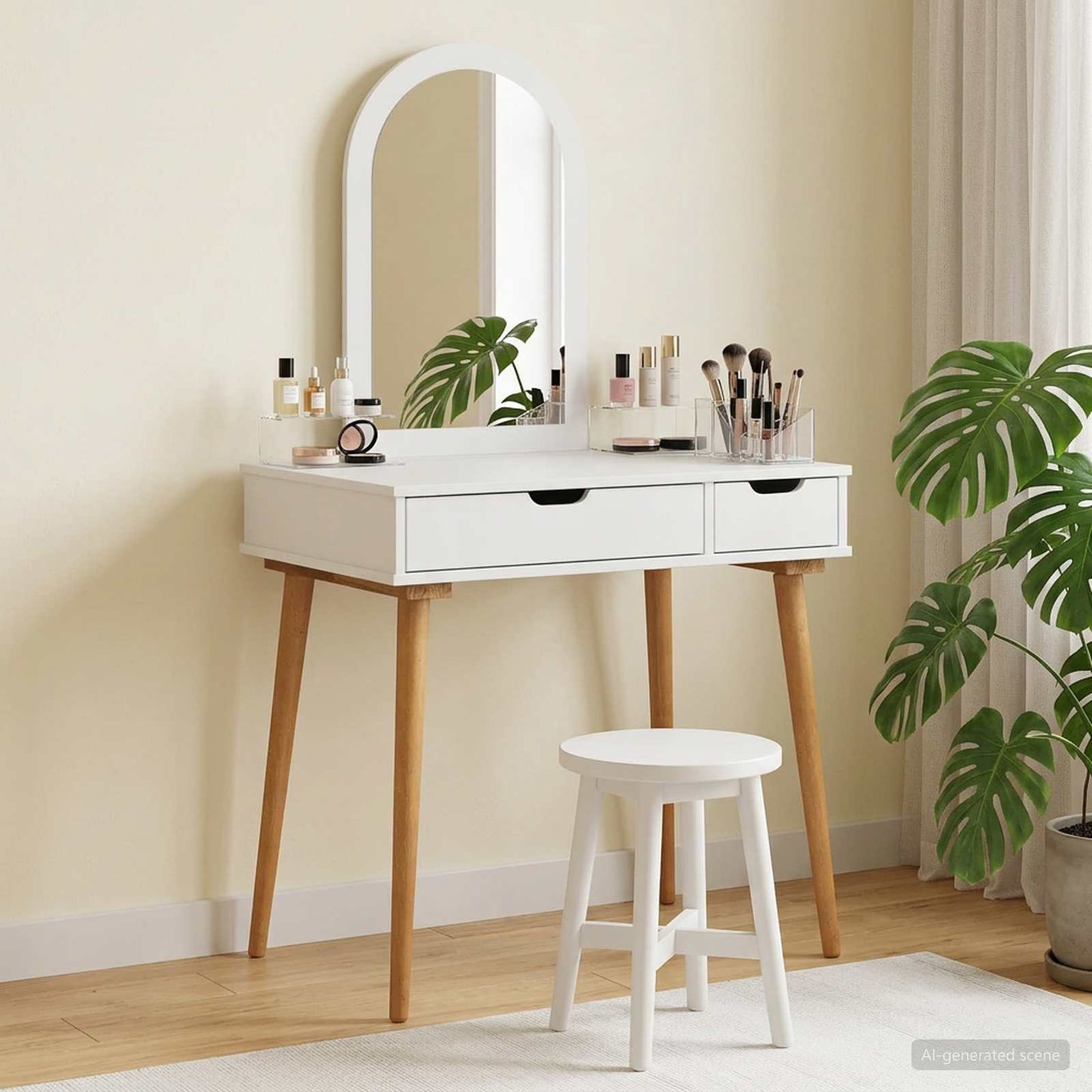 vidaXL Dressing Table Set FAUSKE 2 pcs White 76 x 50 x 143 cm