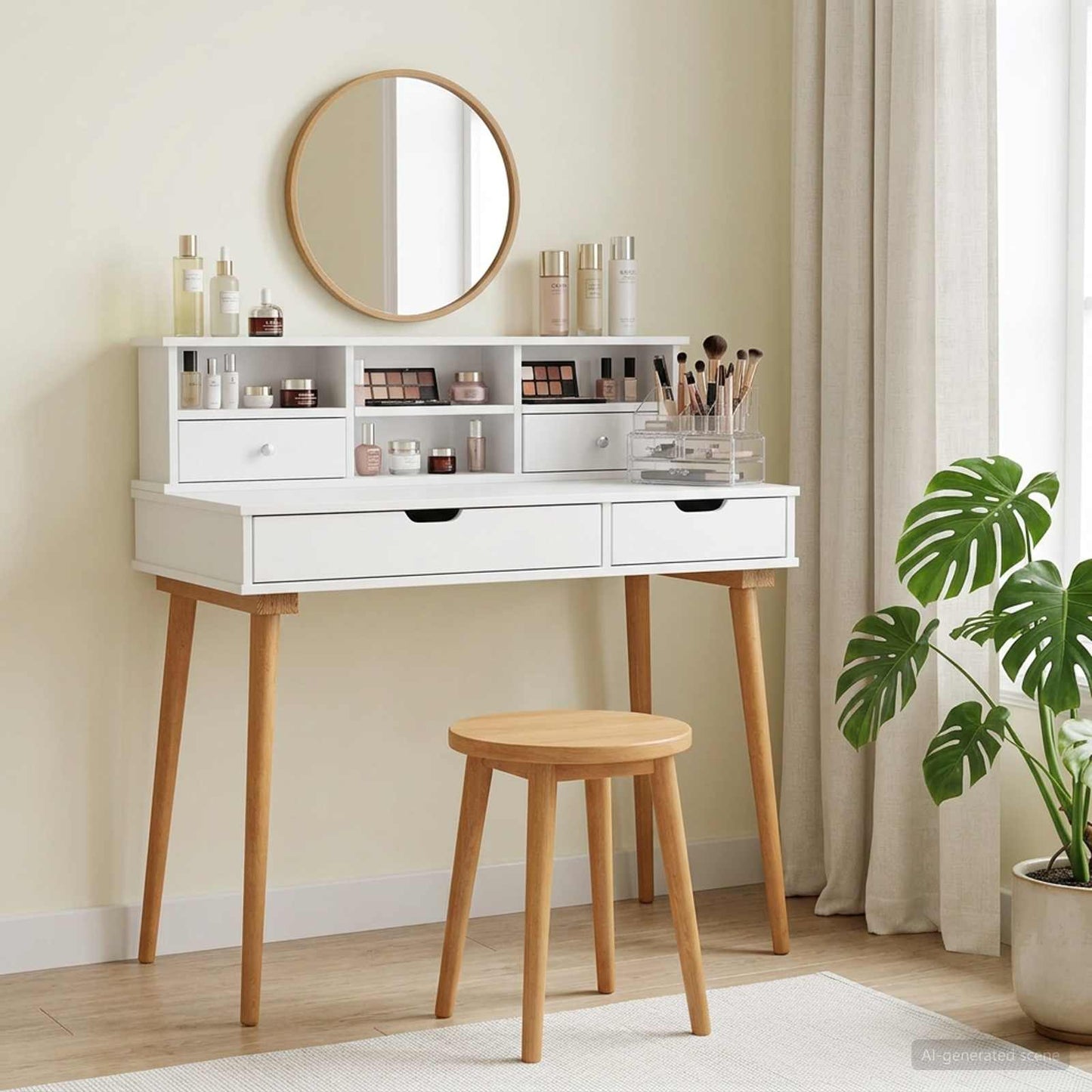 vidaXL Dressing Table Set FAUSKE 2 pcs White 100 x 50 x 103.5 cm